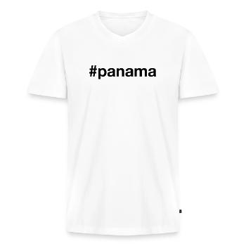 PANAMA Hashtag - T-shirt encolure en V Premium bio Homme - blanc - Devant - Nico (187cm)