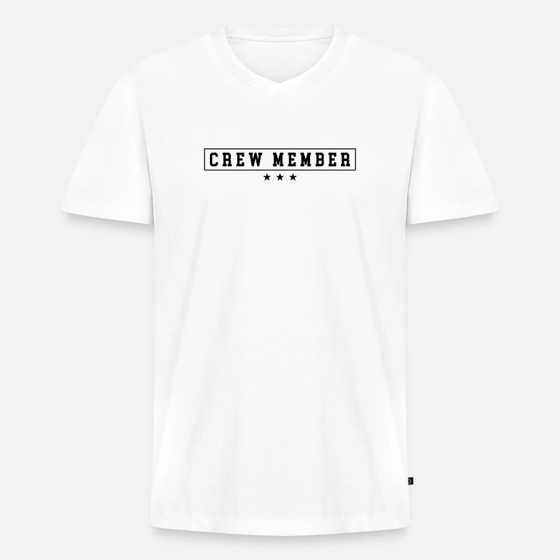 Crew Member - Männer Premium Bio T-Shirt mit V-Ausschnitt - Weiß