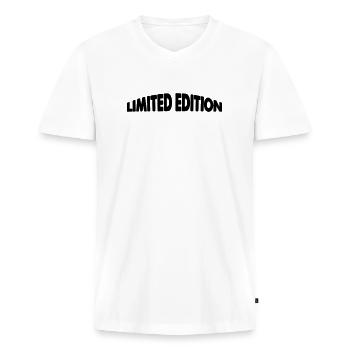 Limited Edition - Männer Premium Bio T-Shirt mit V-Ausschnitt - Weiß - Vorne - Nico (187cm)
