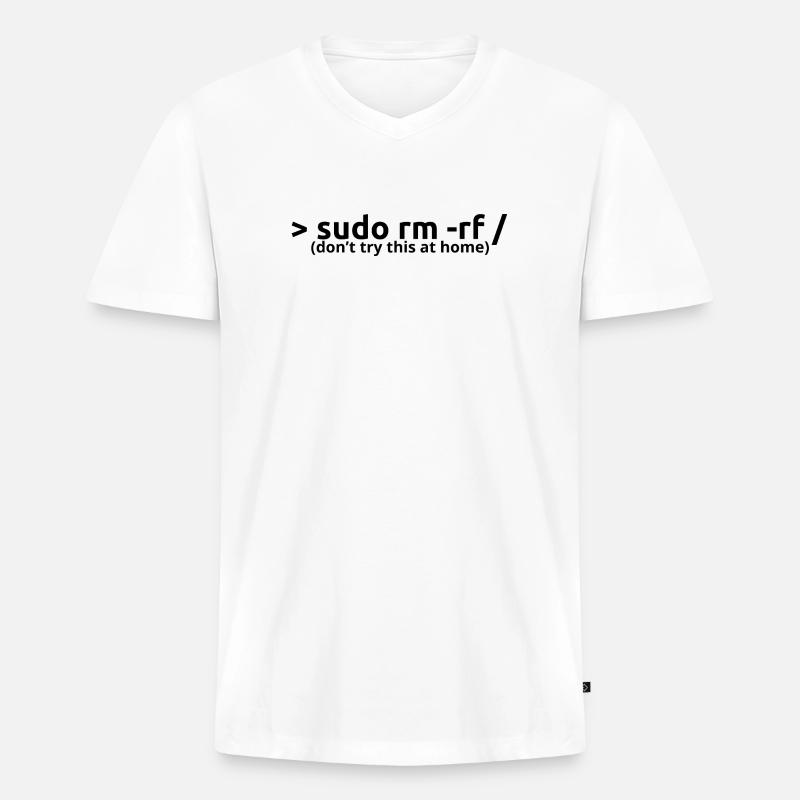 sudo rm rf - Männer Premium Bio T-Shirt mit V-Ausschnitt - Weiß