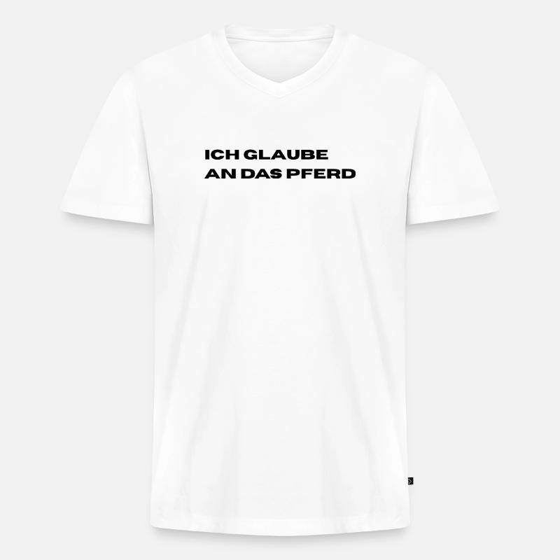 Ich glaube an das Pferd - Männer Premium Bio T-Shirt mit V-Ausschnitt - Weiß