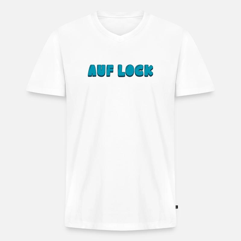 Auf Lock - Männer Premium Bio T-Shirt mit V-Ausschnitt - Weiß