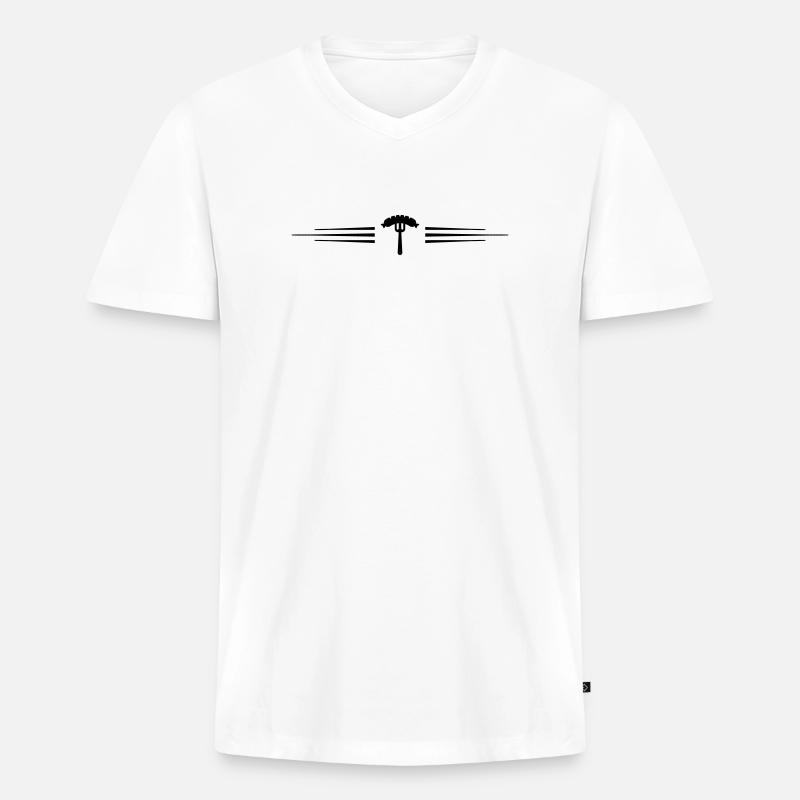 Wurst Gabel  Currywurst - Männer Premium Bio T-Shirt mit V-Ausschnitt - Weiß