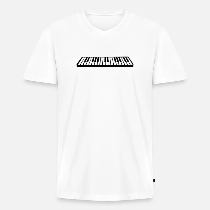 Klavier oder Keyboard - Männer Premium Bio T-Shirt mit V-Ausschnitt - Weiß