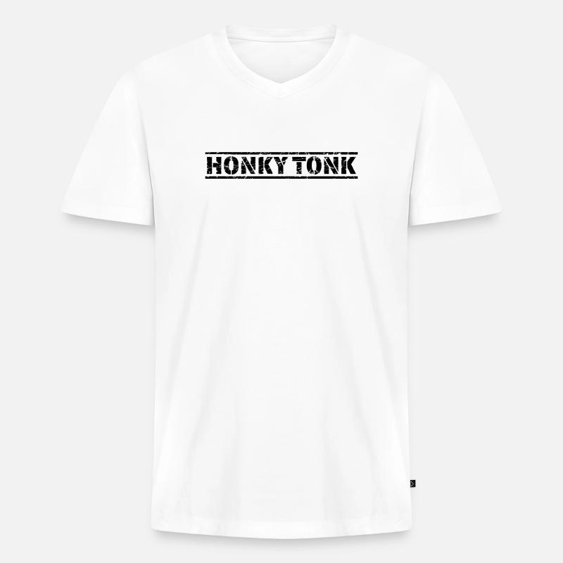 Honky Tonk - Männer Premium Bio T-Shirt mit V-Ausschnitt - Weiß