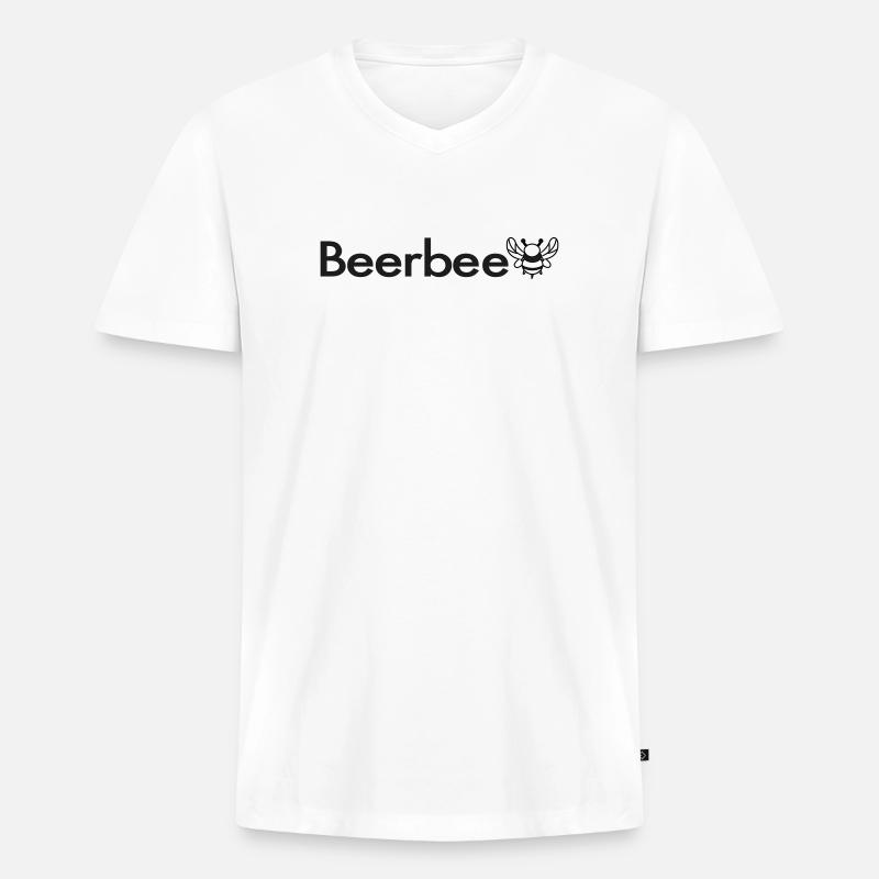 Beerbee Bierbiene Malle Spruch TShirt - Männer Premium Bio T-Shirt mit V-Ausschnitt - Weiß