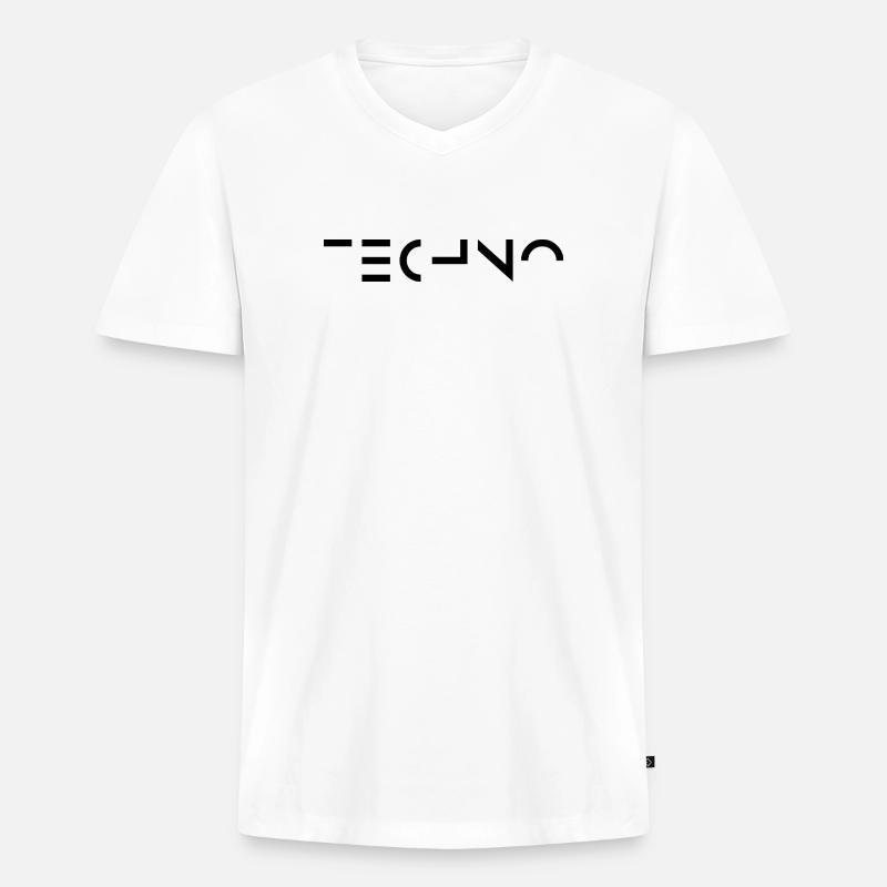 Minimal-Techno-Musik-Logo - Männer Premium Bio T-Shirt mit V-Ausschnitt - Weiß
