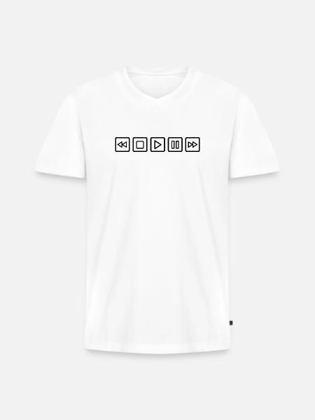 CD Player Buttons - Männer Premium Bio T-Shirt mit V-Ausschnitt - Weiß
