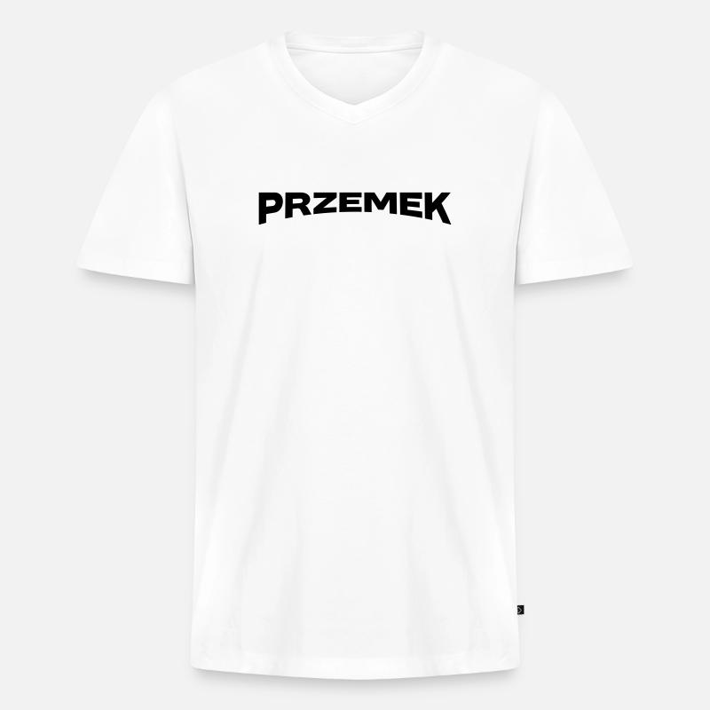 Przemek Name Geschenk - Männer Premium Bio T-Shirt mit V-Ausschnitt - Weiß