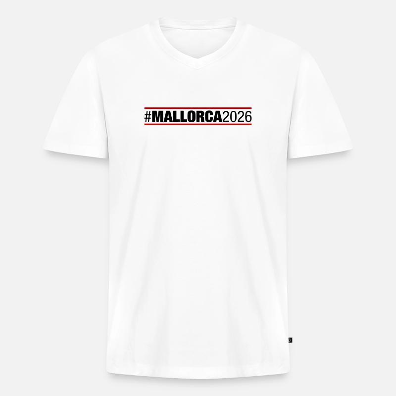 Mallorca 2026 - Männer Premium Bio T-Shirt mit V-Ausschnitt - Weiß