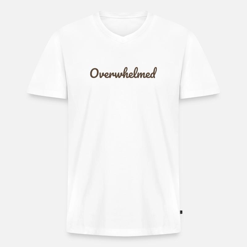 Überwältigt Script-Text in Braun - Männer Premium Bio T-Shirt mit V-Ausschnitt - Weiß