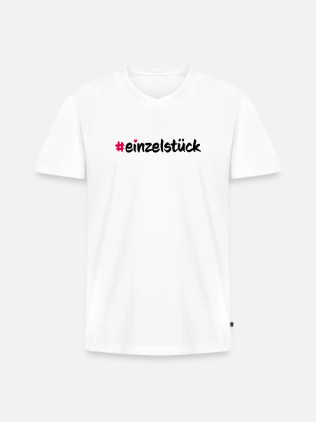Einzelstück - Männer Premium Bio T-Shirt mit V-Ausschnitt - Weiß