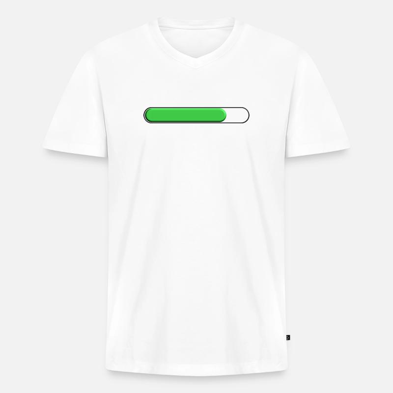 Jauge moyenne Vert (trois quart) - T-shirt encolure en V Premium bio Homme - blanc