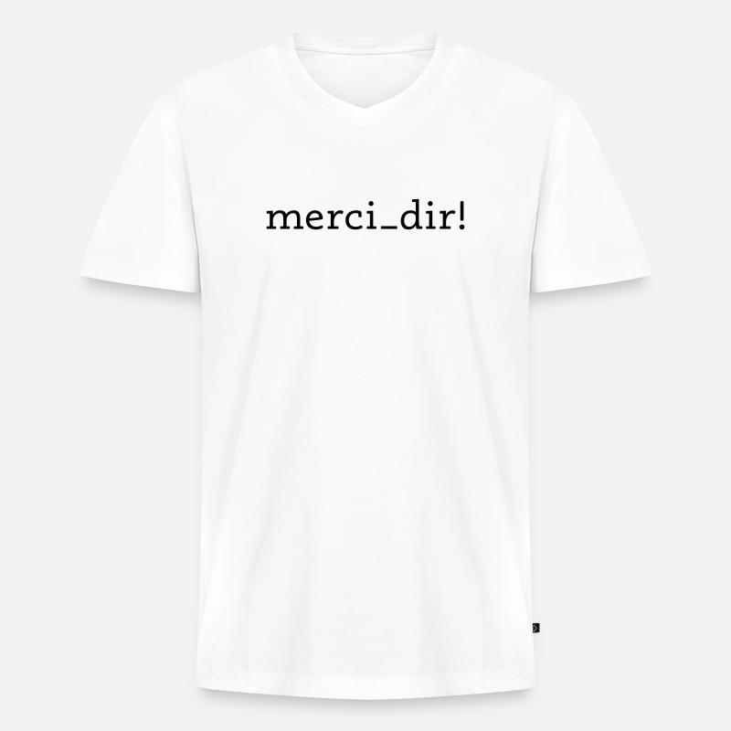 merci dir! - Männer Premium Bio T-Shirt mit V-Ausschnitt - Weiß