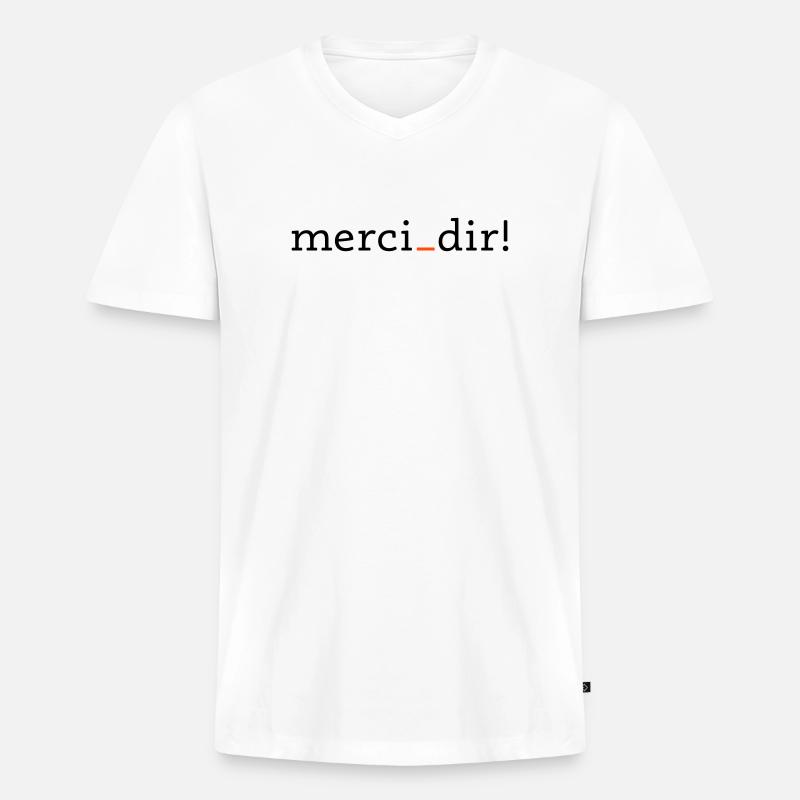 merci dir - 2 Farben - Männer Premium Bio T-Shirt mit V-Ausschnitt - Weiß
