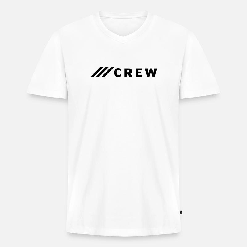 CREW - Männer Premium Bio T-Shirt mit V-Ausschnitt - Weiß