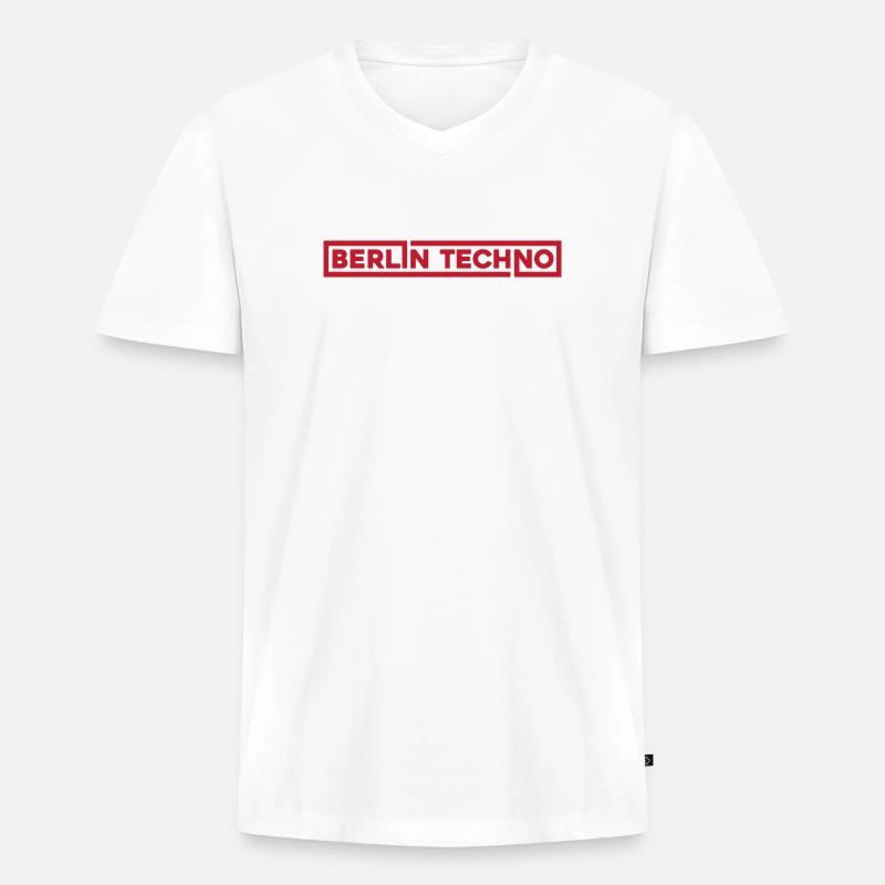 Berlin Techno Hard Dark Rave - Männer Premium Bio T-Shirt mit V-Ausschnitt - Weiß
