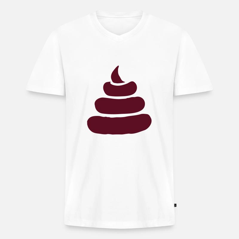 Shit, Häufchen Illustration - Männer Premium Bio T-Shirt mit V-Ausschnitt - Weiß