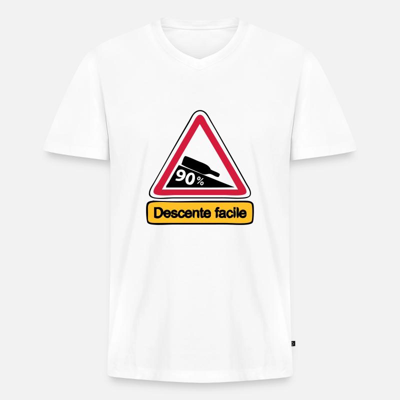 90 Abstieg facile3 - Männer Premium Bio T-Shirt mit V-Ausschnitt - Weiß