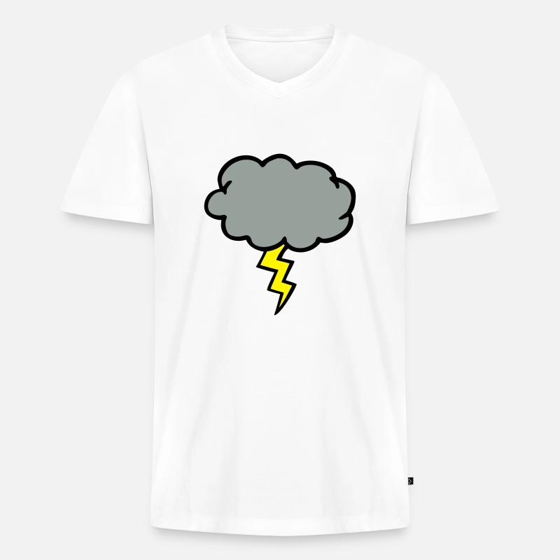 Sturmwolke Gewitterwolke Blitz Blitz - Männer Premium Bio T-Shirt mit V-Ausschnitt - Weiß