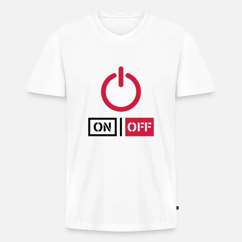 Off On Power Schalter Design - Männer Premium Bio T-Shirt mit V-Ausschnitt - Weiß