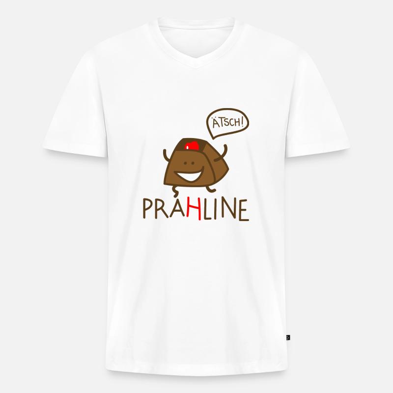 Praline - Männer Premium Bio T-Shirt mit V-Ausschnitt - Weiß