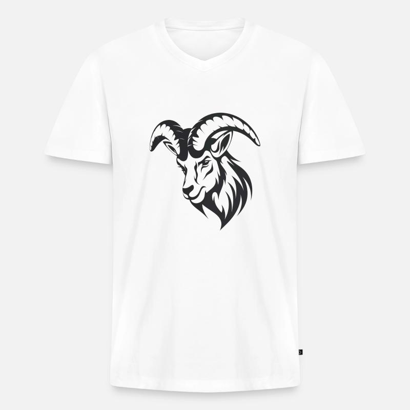 Himmlischer Steinbock - Männer Premium Bio T-Shirt mit V-Ausschnitt - Weiß