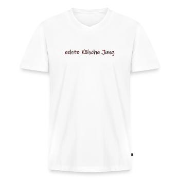 echte Kölsche Jung - Männer Premium Bio T-Shirt mit V-Ausschnitt - Weiß - Vorne - Nico (187cm)