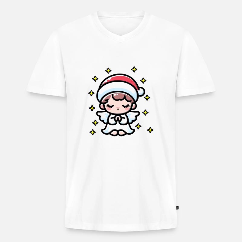 Weihnachtsengel - Männer Premium Bio T-Shirt mit V-Ausschnitt - Weiß
