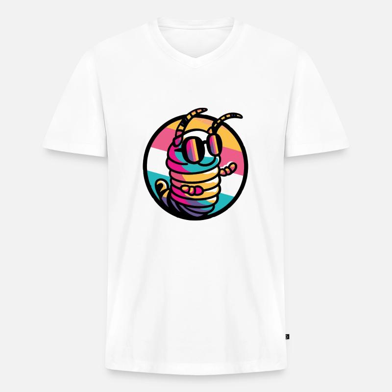 Wurm Cool Comic - Männer Premium Bio T-Shirt mit V-Ausschnitt - Weiß