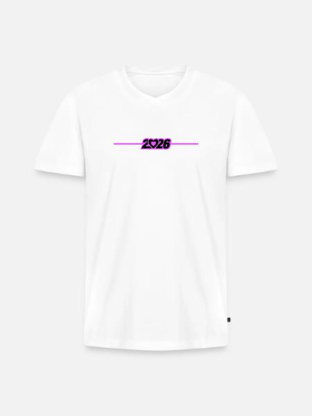 Cœur année 2026 - T-shirt encolure en V Premium bio Homme - blanc