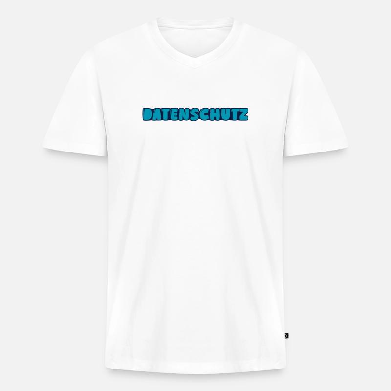 Datenschutz - Männer Premium Bio T-Shirt mit V-Ausschnitt - Weiß