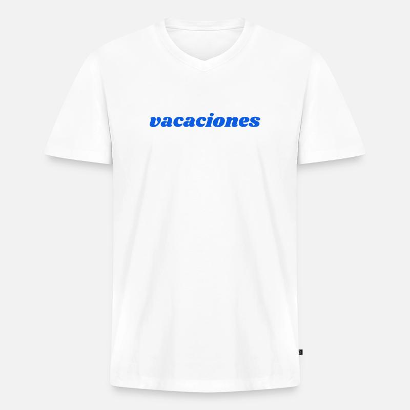 vacaciones - Männer Premium Bio T-Shirt mit V-Ausschnitt - Weiß