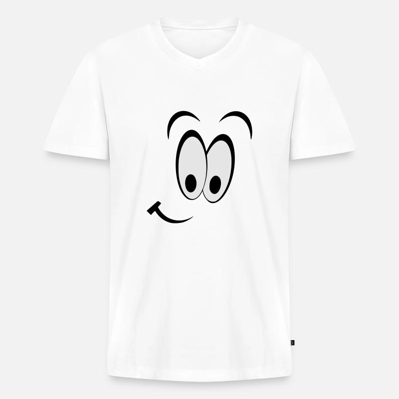 SMILEY - Männer Premium Bio T-Shirt mit V-Ausschnitt - Weiß