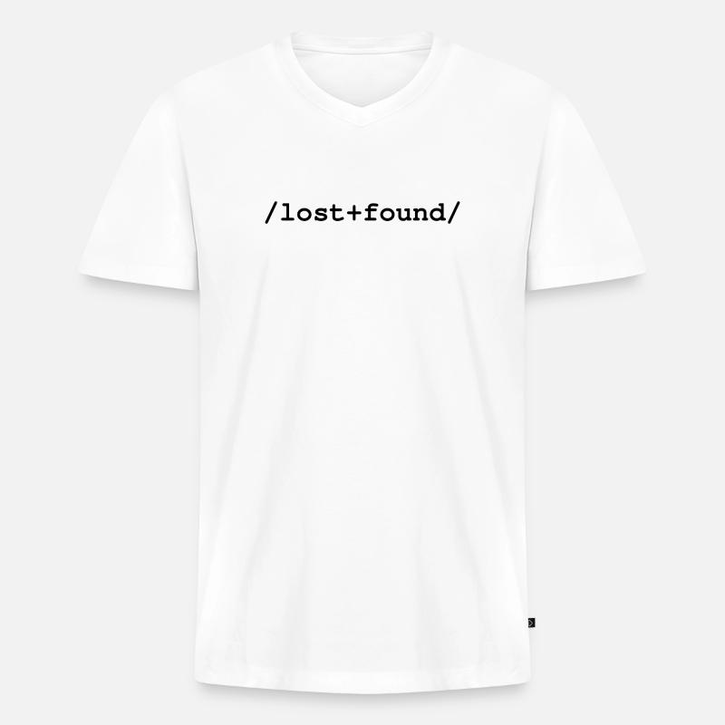 Lost+Found - Ordner /lost+found/ - Männer Premium Bio T-Shirt mit V-Ausschnitt - Weiß