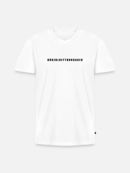 Härzbluetthurgauer Kanton Thurgau - Männer Premium Bio T-Shirt mit V-Ausschnitt - Weiß