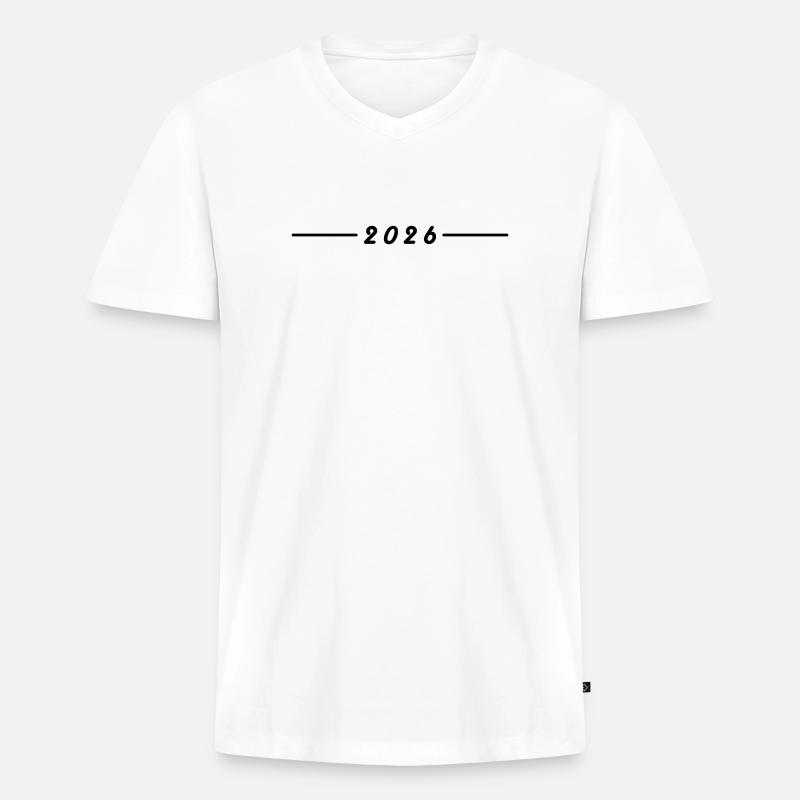2026 Jahr Element - Männer Premium Bio T-Shirt mit V-Ausschnitt - Weiß