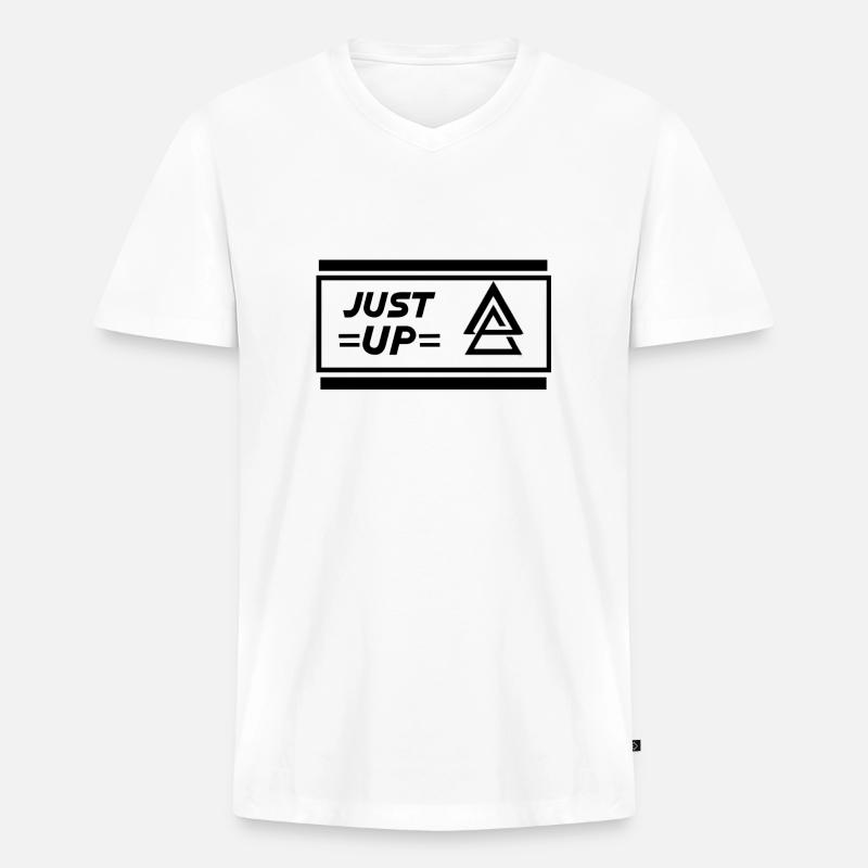 E2 GERADE UP - Männer Premium Bio T-Shirt mit V-Ausschnitt - Weiß