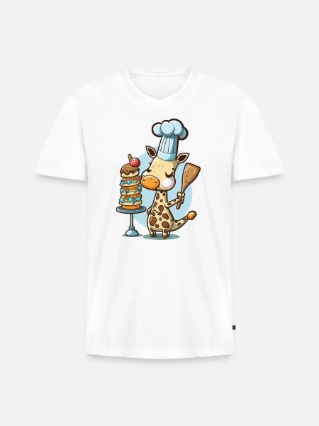 Cuisson à la commande - T-shirt encolure en V Premium bio Homme - blanc