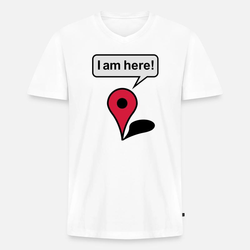 I am here! Google Maps - Männer Premium Bio T-Shirt mit V-Ausschnitt - Weiß