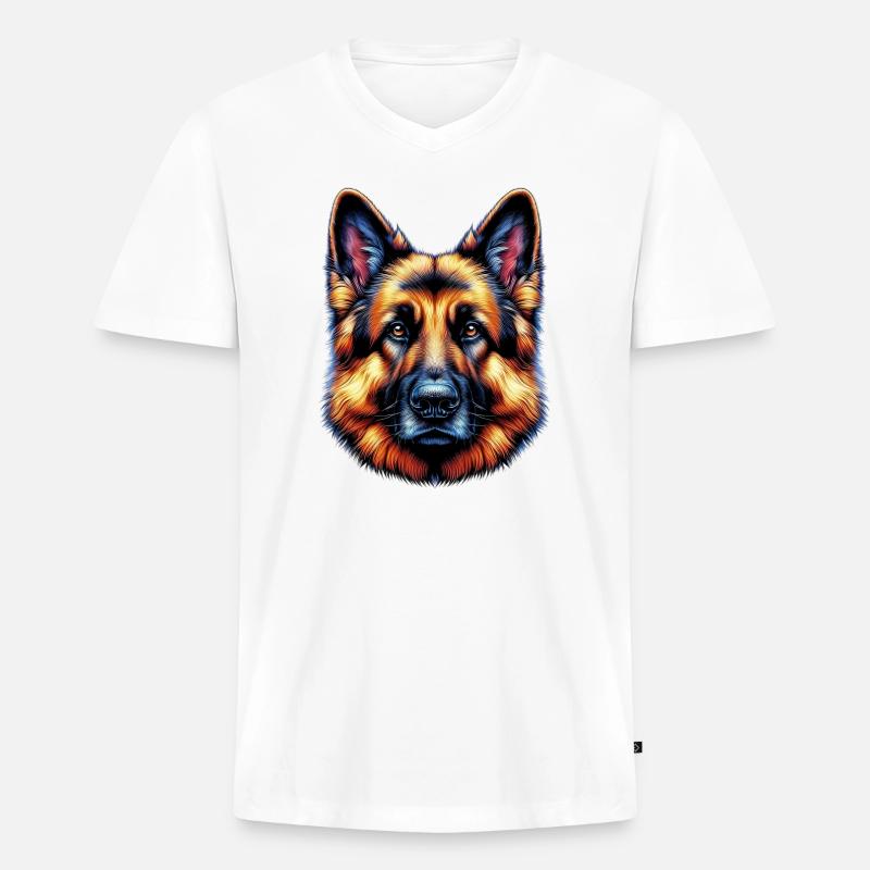 Deutscher Schäferhund Rex - Männer Premium Bio T-Shirt mit V-Ausschnitt - Weiß