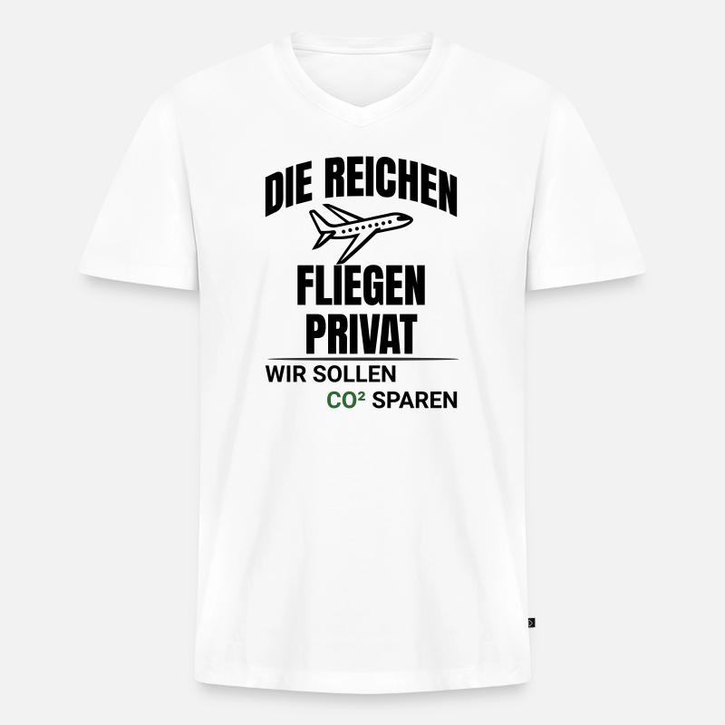 Abstraktes CO2 Klimaschutz Design - Männer Premium Bio T-Shirt mit V-Ausschnitt - Weiß