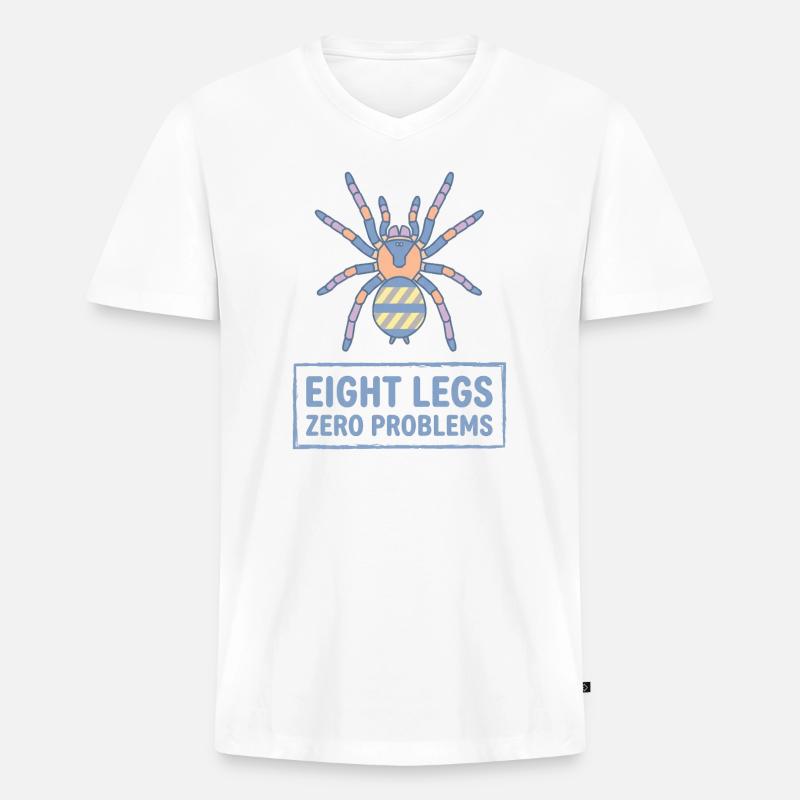 Acht Beine Null Probleme Vogelspinne - Männer Premium Bio T-Shirt mit V-Ausschnitt - Weiß