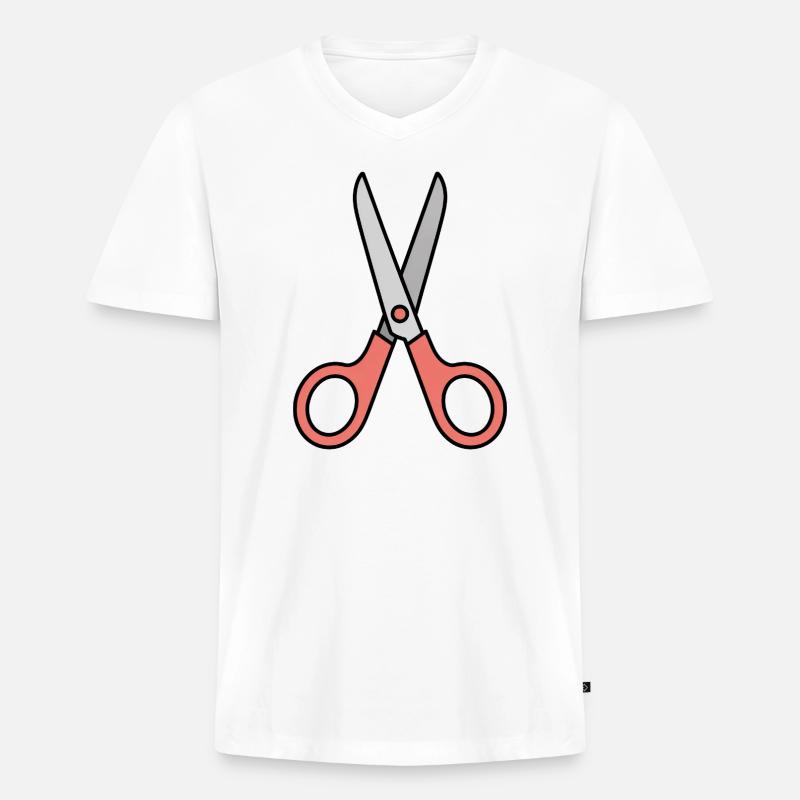 Schere - Comic-Schere - Männer Premium Bio T-Shirt mit V-Ausschnitt - Weiß