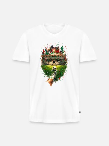 Italienischer Torjubel im Stadion - Männer Premium Bio T-Shirt mit V-Ausschnitt - Weiß