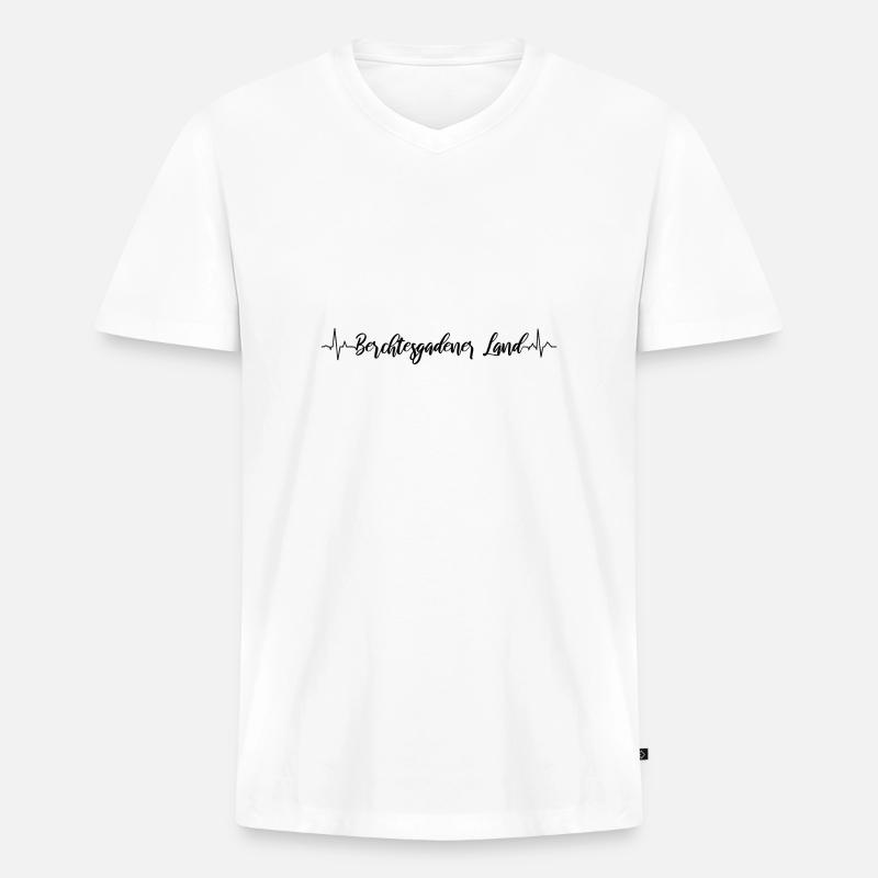 EKG Berchtesgadener Land - Männer Premium Bio T-Shirt mit V-Ausschnitt - Weiß