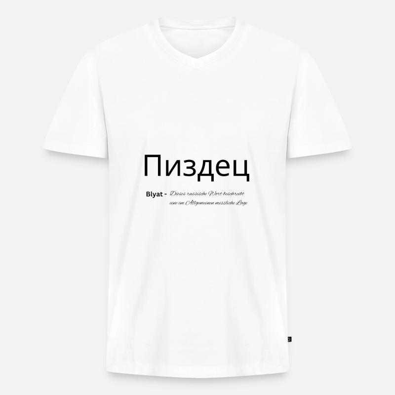 Blyat - Männer Premium Bio T-Shirt mit V-Ausschnitt - Weiß