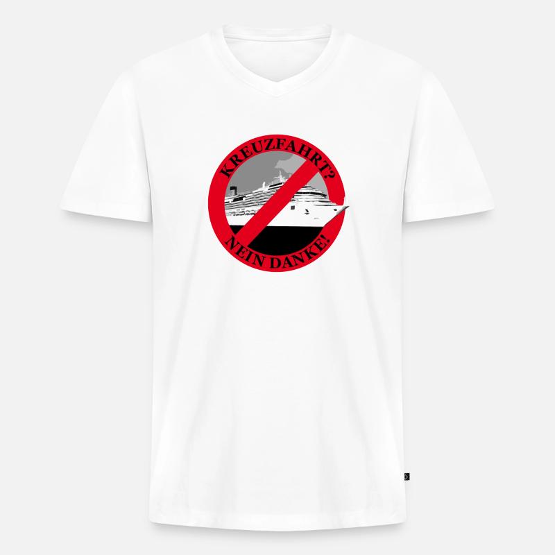 Kreuzfahrt ? Nein Danke ! - Männer Premium Bio T-Shirt mit V-Ausschnitt - Weiß