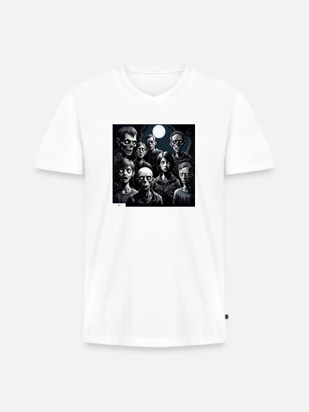 Monster Menschen Porträt - Männer Premium Bio T-Shirt mit V-Ausschnitt - Weiß