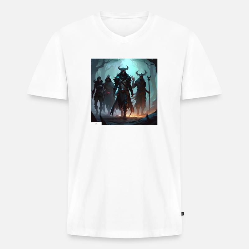Magier & Zauberer Freunde - Männer Premium Bio T-Shirt mit V-Ausschnitt - Weiß